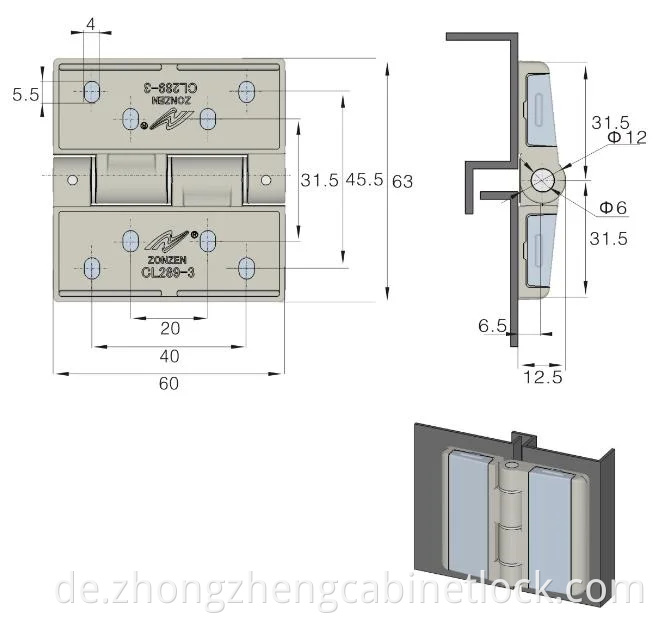 Schrankschloss der Legierungs-Scharnierserie mit bester Qualität Cl289-3